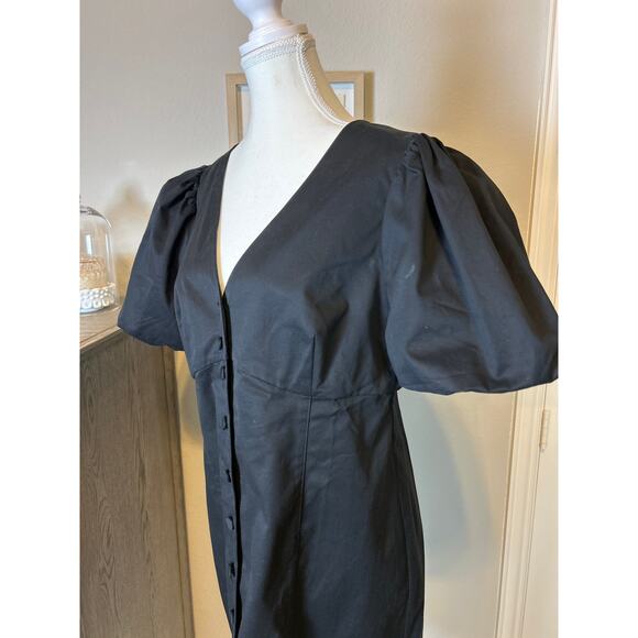 J. Crew | (NWT) Black Button Front Ballon Sleeve Sheath Dress | 14 - Picture 8 of 15